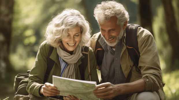 Couple reading a map